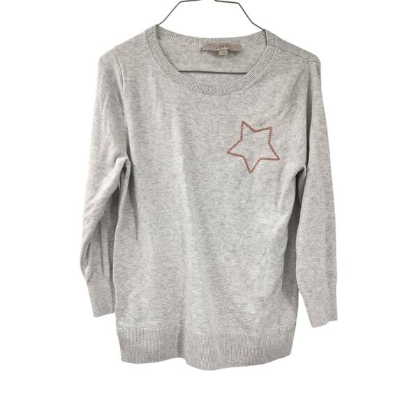 LOFT Gray Cotton Sweater Womens Size Small S - Picture 1 of 4